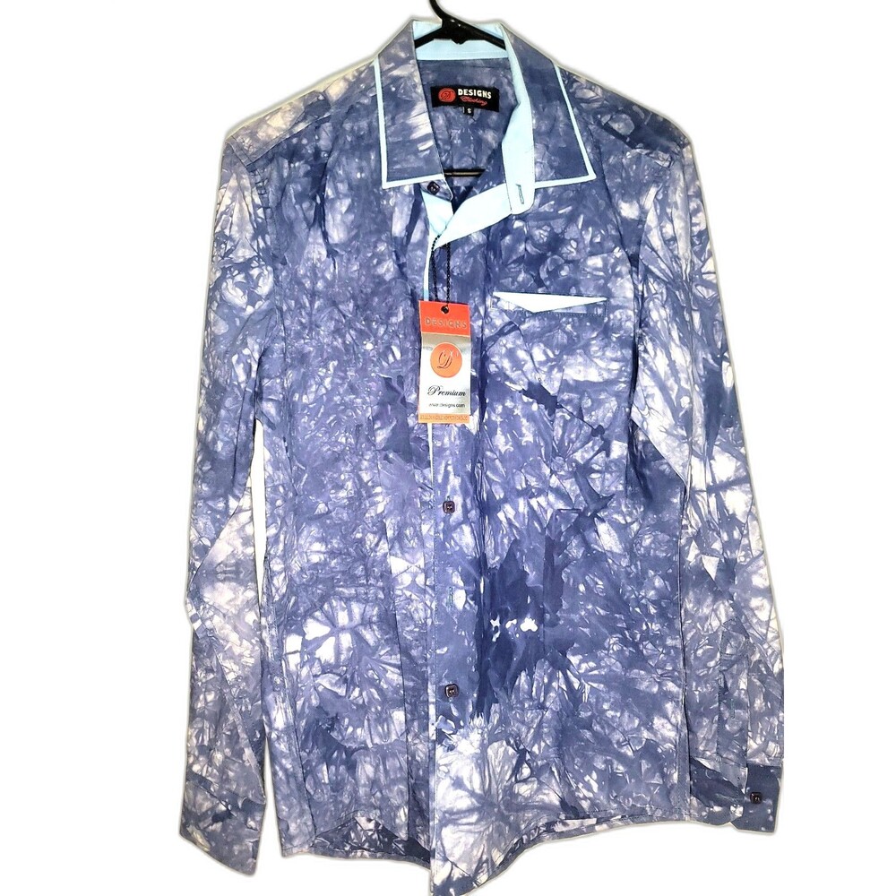 Premium Designs Clothing Collared Dress Shirt Mens Small Navy Style: 1315L